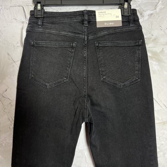 NWT DL1961 CHRISSY Ultra High Rise Skinny Jeans SIZE 26 HOLDEN Black Studded NEW - Picture 11 of 14